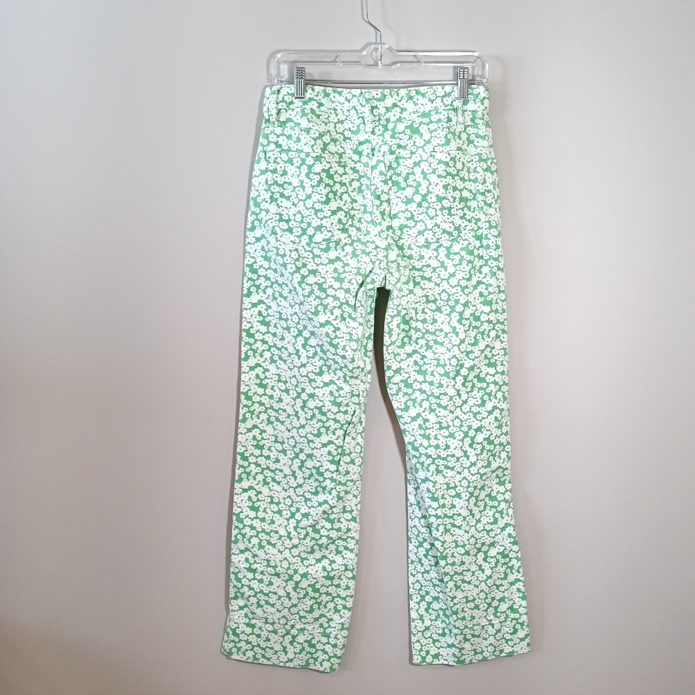 Urban outfitters BDG High Waist Green white flower Kick Flare pants Size 26 - Picture 3 of 9